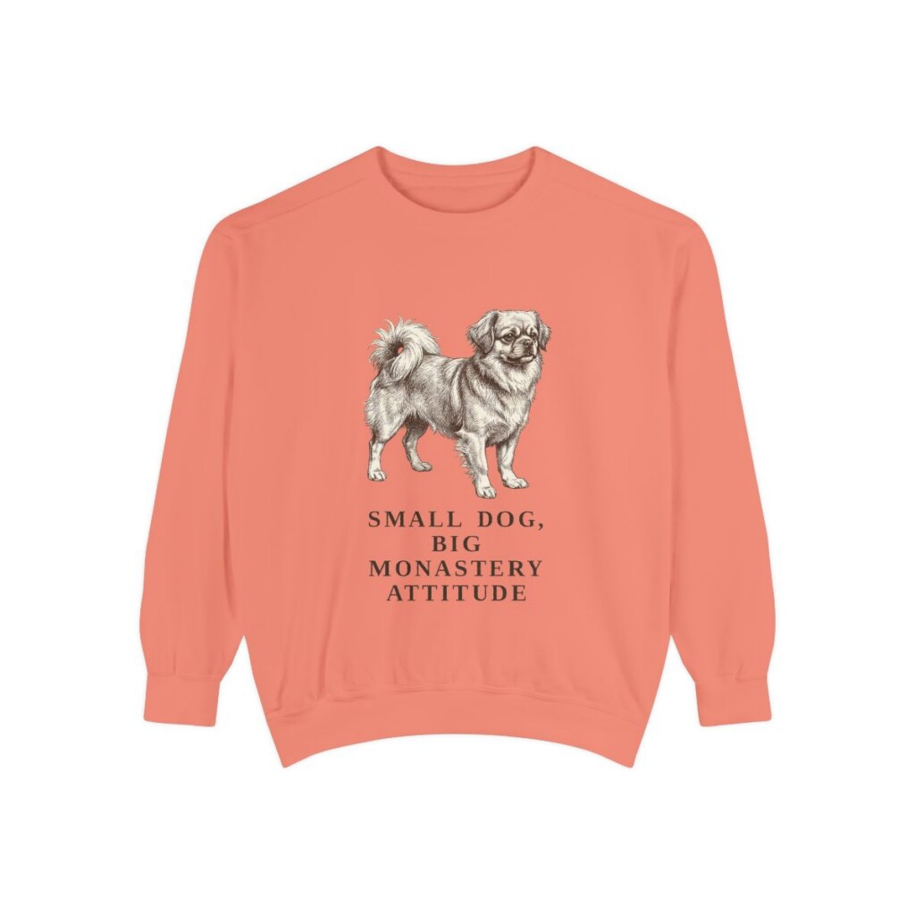 Tibetan Spaniel Humor Sweatshirt, Terracotta, front view