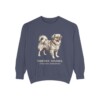 Tibetan Spaniel Latin Sweatshirt, Denim, front view