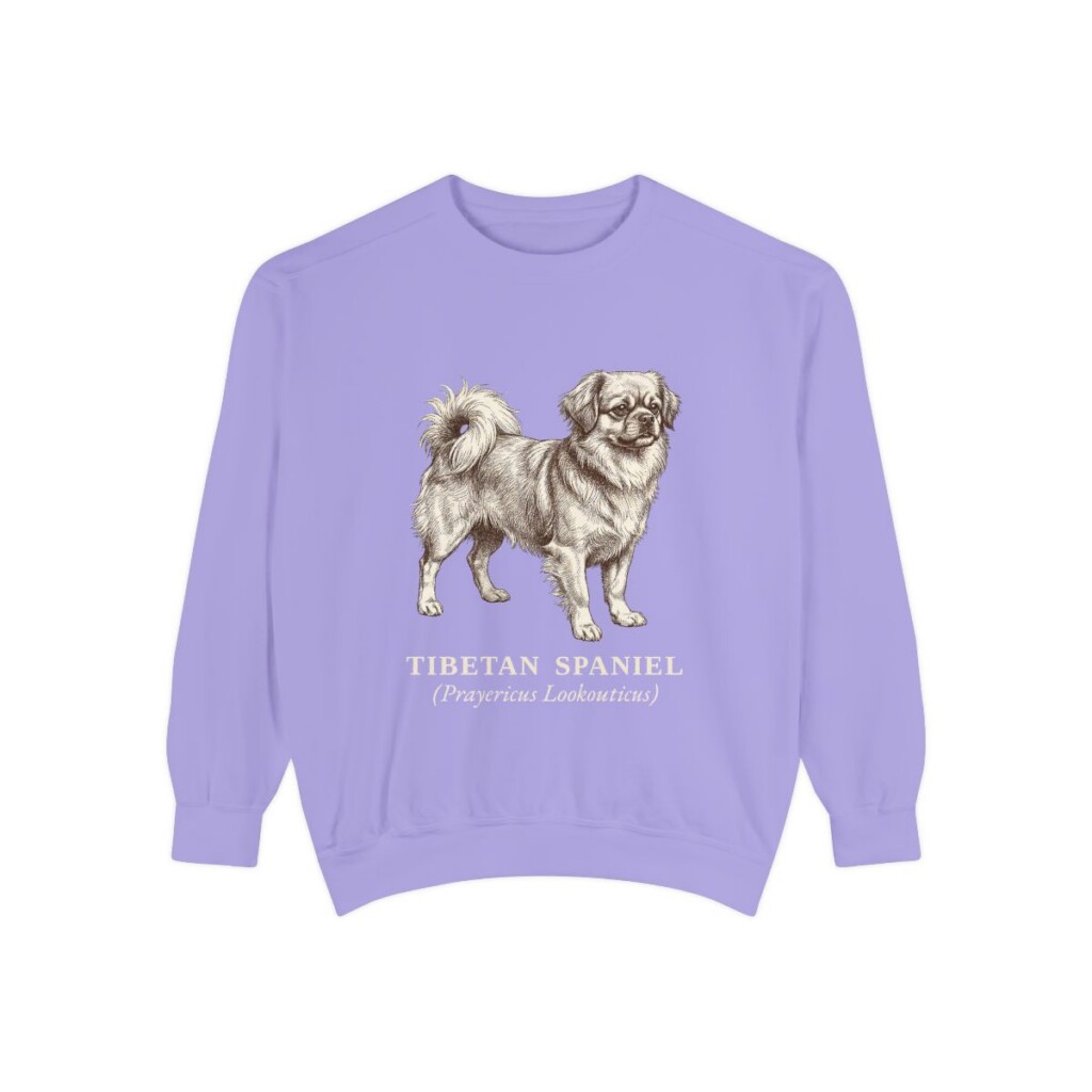 Tibetan Spaniel Latin Sweatshirt, Violet, front view