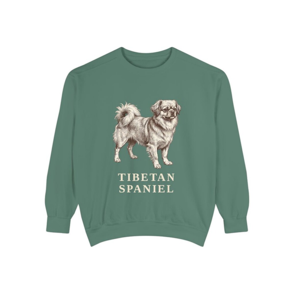 Tibetan Spaniel Sweatshirt, Light Green, front view