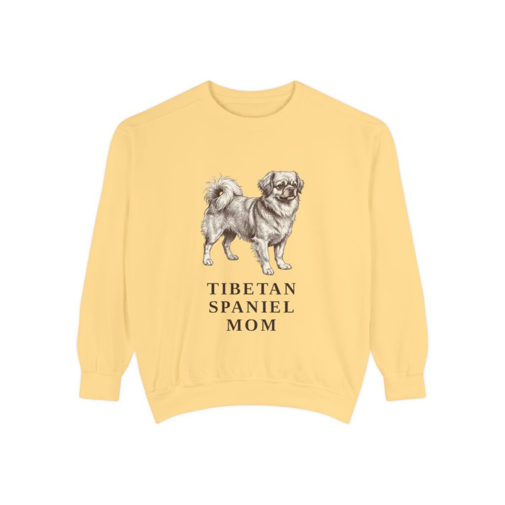 Tibetan Spaniel Mom Sweatshirt, Butter, front view