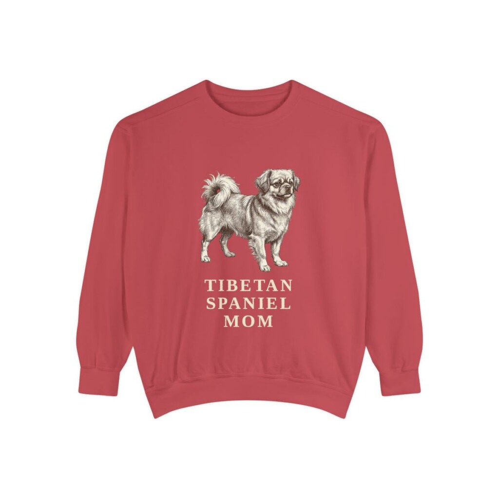 Tibetan Spaniel Mom Sweatshirt, Crimson, front view