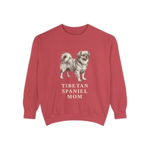 Tibetan Spaniel Mom Sweatshirt, Crimson, front view