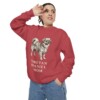 Tibetan Spaniel Mom Sweatshirt, Crimson, person 2 context