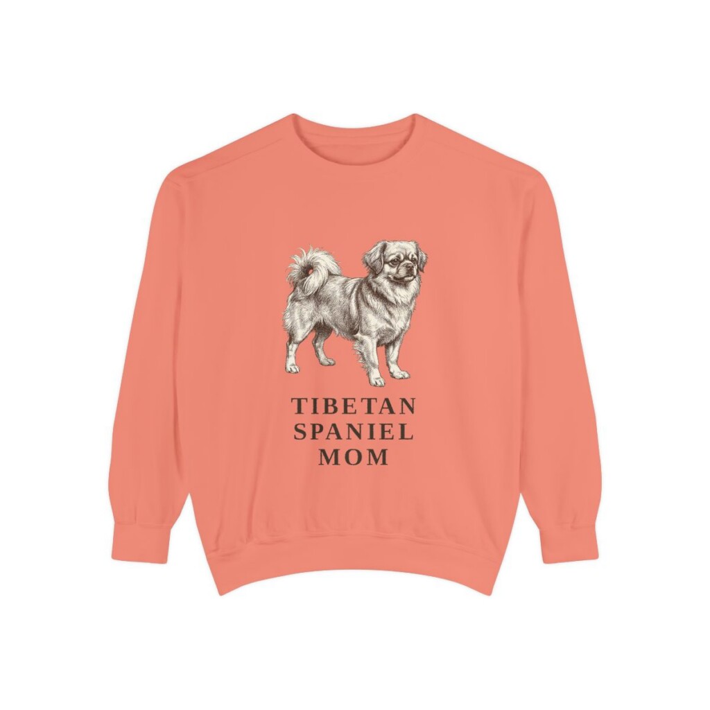Tibetan Spaniel Mom Sweatshirt, Terracotta, front view