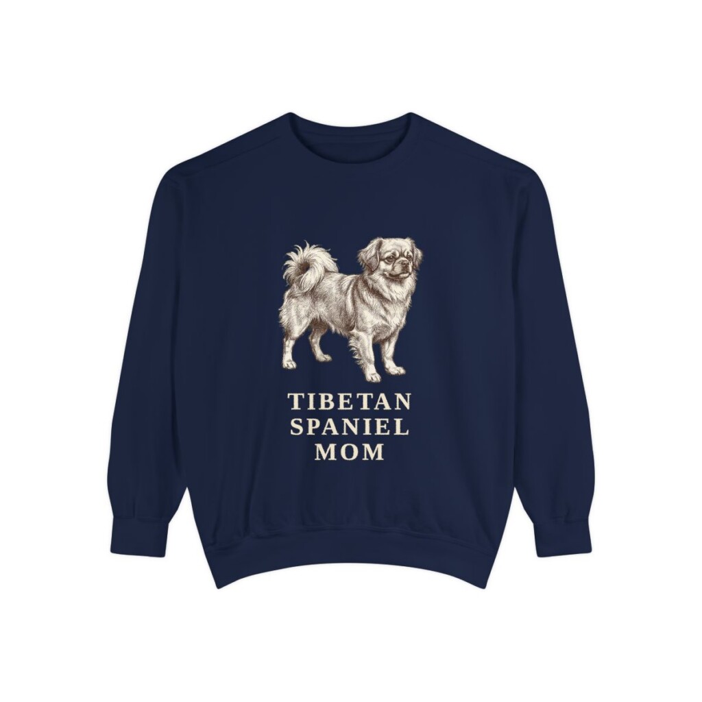 Tibetan Spaniel Mom Sweatshirt, True Navy, front view
