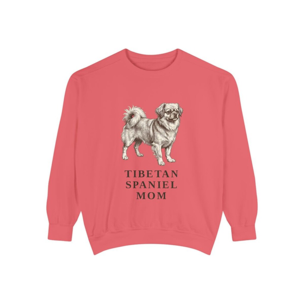 Tibetan Spaniel Mom Sweatshirt, Watermelon, front view
