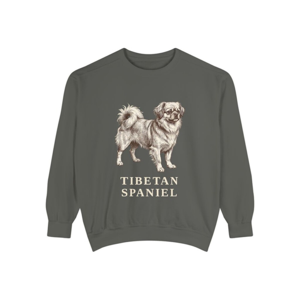 Tibetan Spaniel Sweatshirt, Pepper, front view