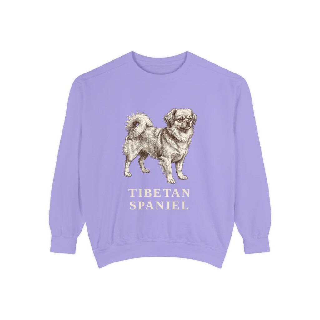 Tibetan Spaniel Sweatshirt, Violet, front view