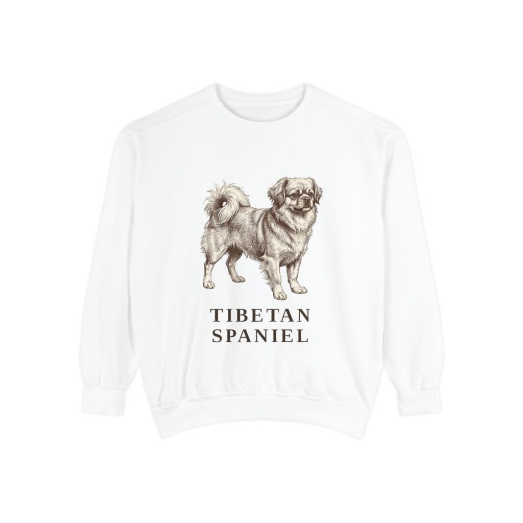 Tibetan Spaniel Sweatshirt, White, front view