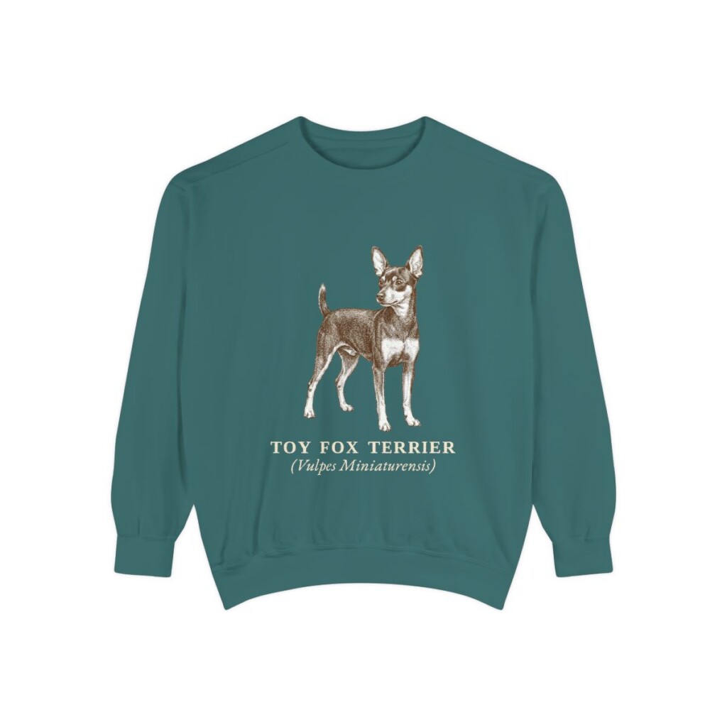 Toy Fox Terrier Latin Sweatshirt, Blue Spruce, front view