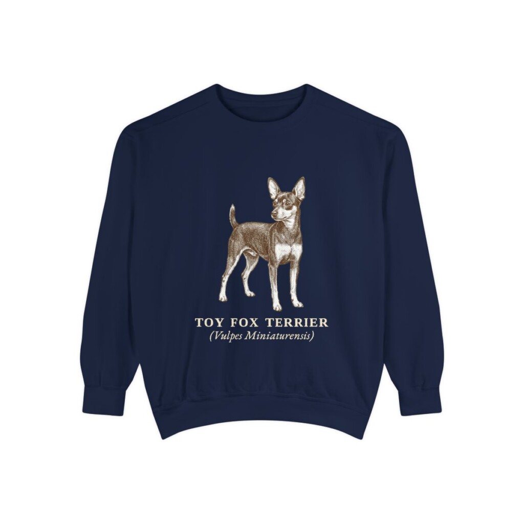 Toy Fox Terrier Latin Sweatshirt, True Navy, front view