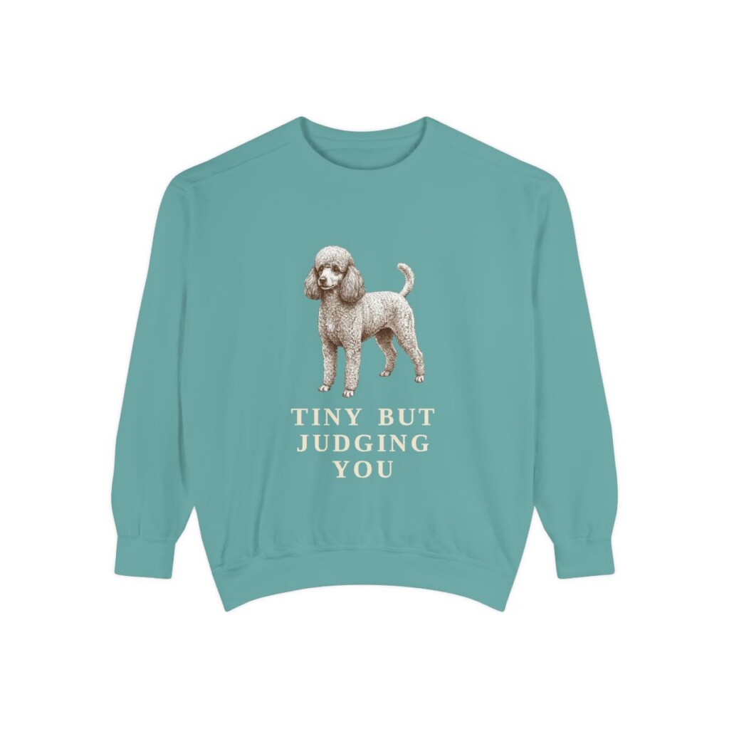 Toy Poodle Humor Sweatshirt, Seafoam, front view