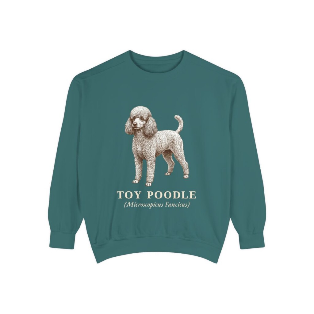 Toy Poodle Latin Sweatshirt, Blue Spruce, front view