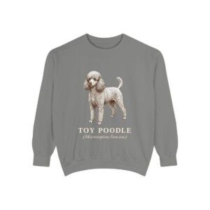 toy-poodle-sweatshirt-latin-grey Toy Poodle Latin Sweatshirt, Grey, front view