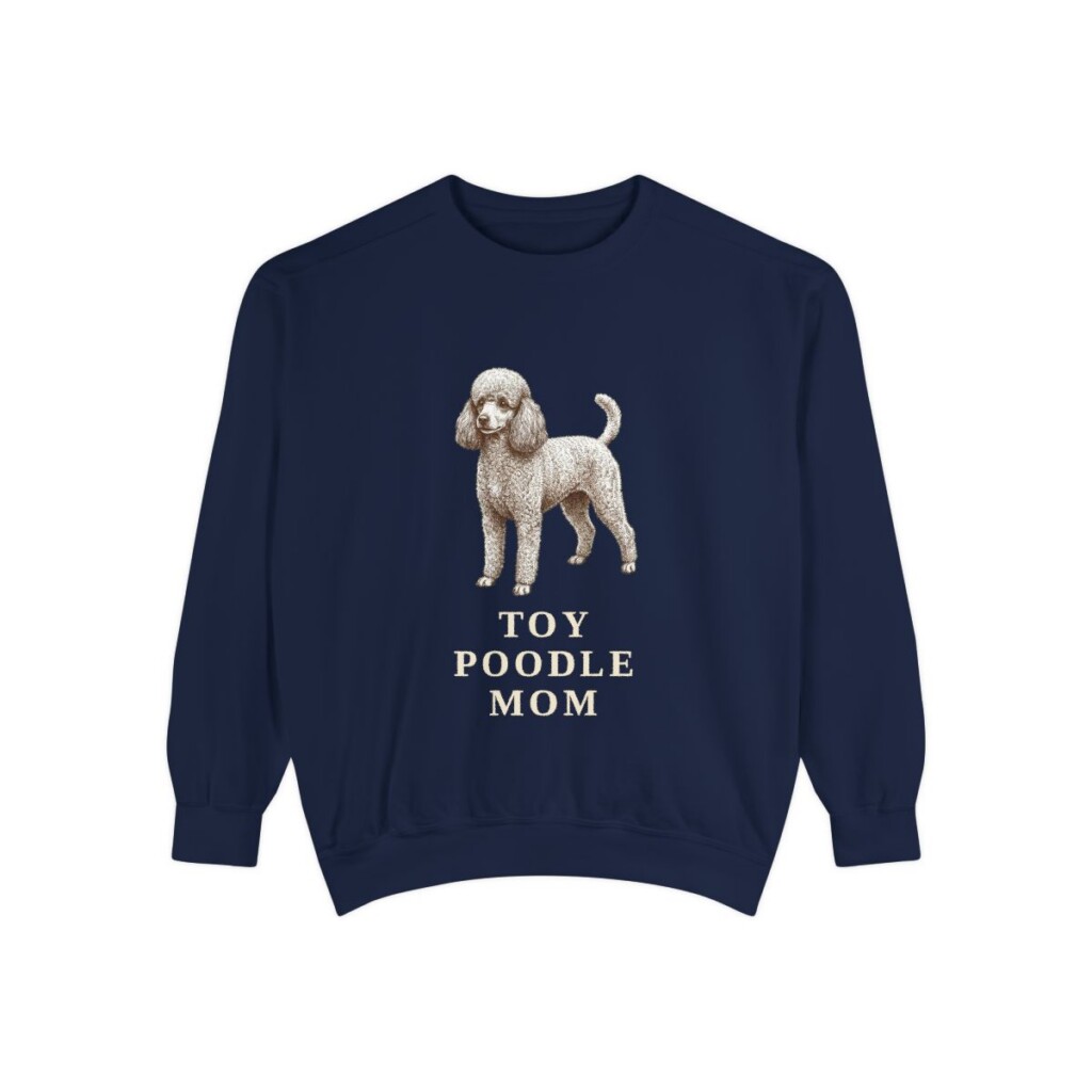Toy Poodle Mom Sweatshirt, True Navy, front view