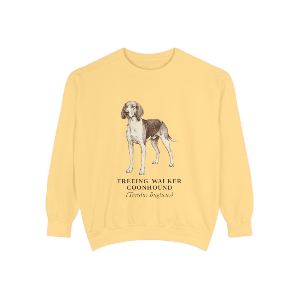 Treeing Walker Coonhound Latin Sweatshirt, Butter, front view