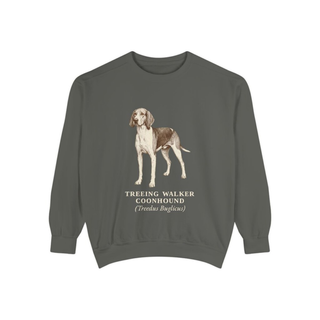 Treeing Walker Coonhound Latin Sweatshirt, Pepper, front view