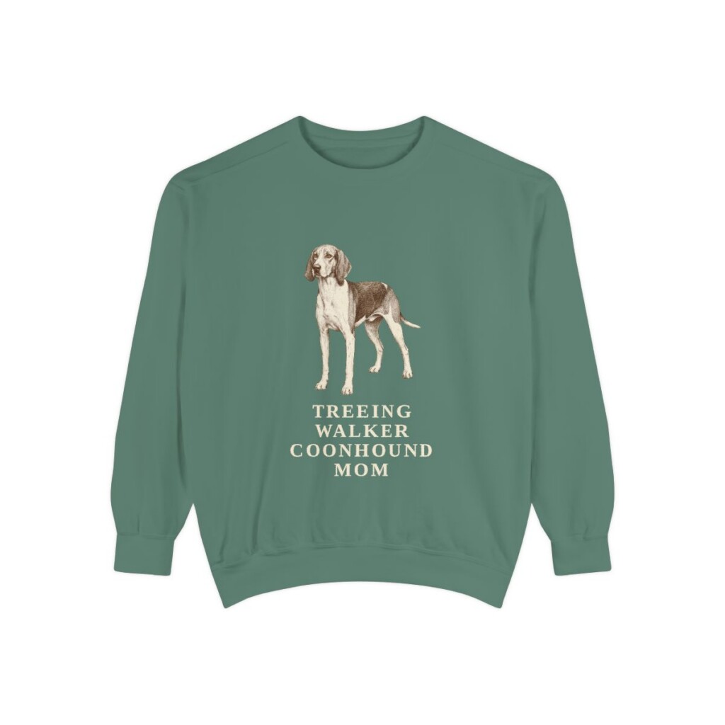 Treeing Walker Coonhound Mom Sweatshirt, Light Green, front view