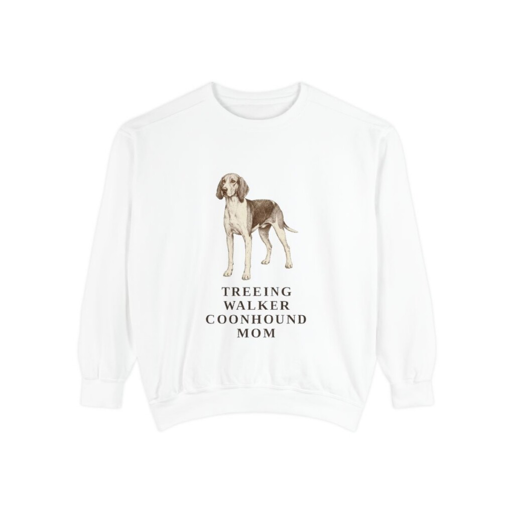 Treeing Walker Coonhound Mom Sweatshirt, White, front view