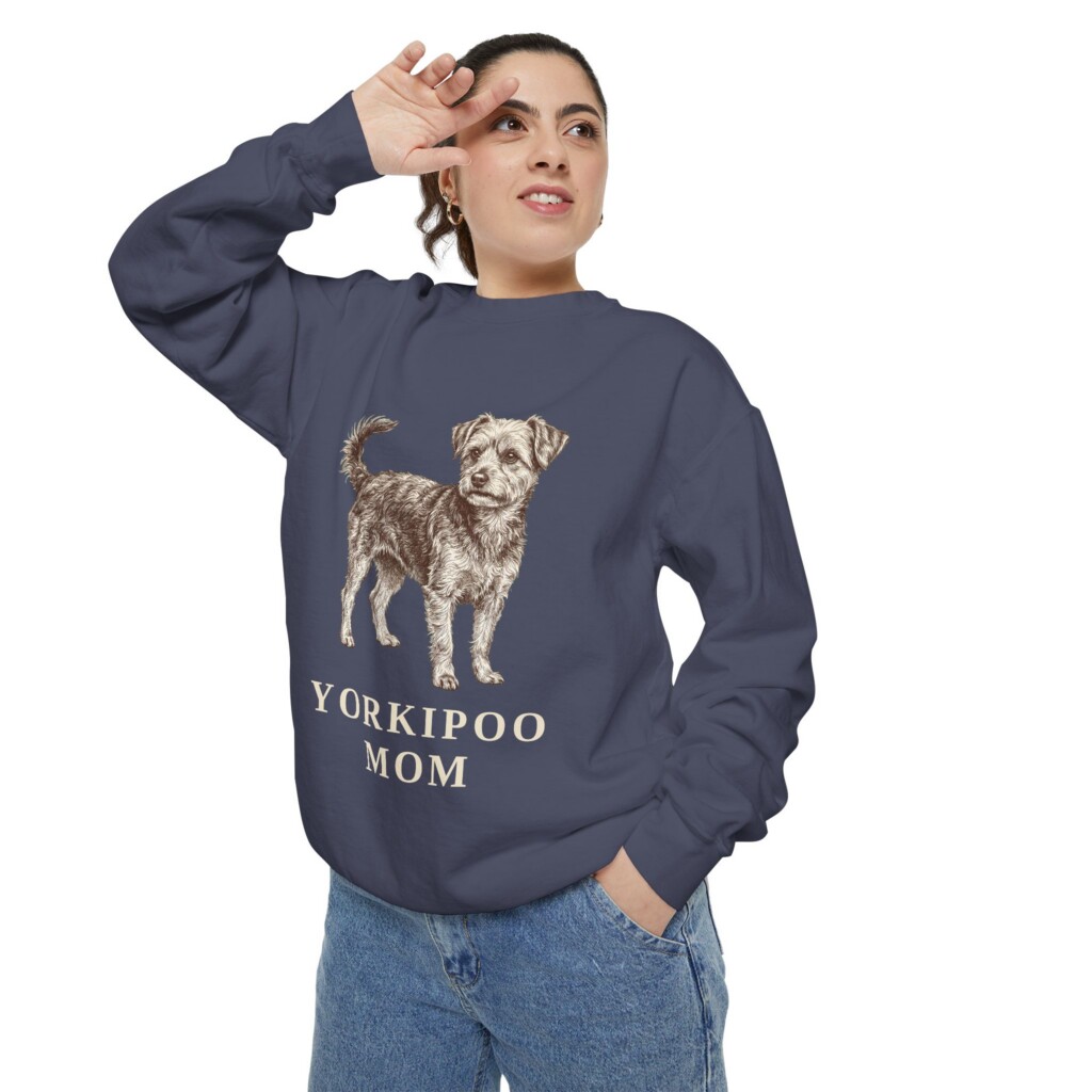 Yorkipoo Mom Sweatshirt, Vintage Dog Sketch Crewneck, Dog Mom Gift