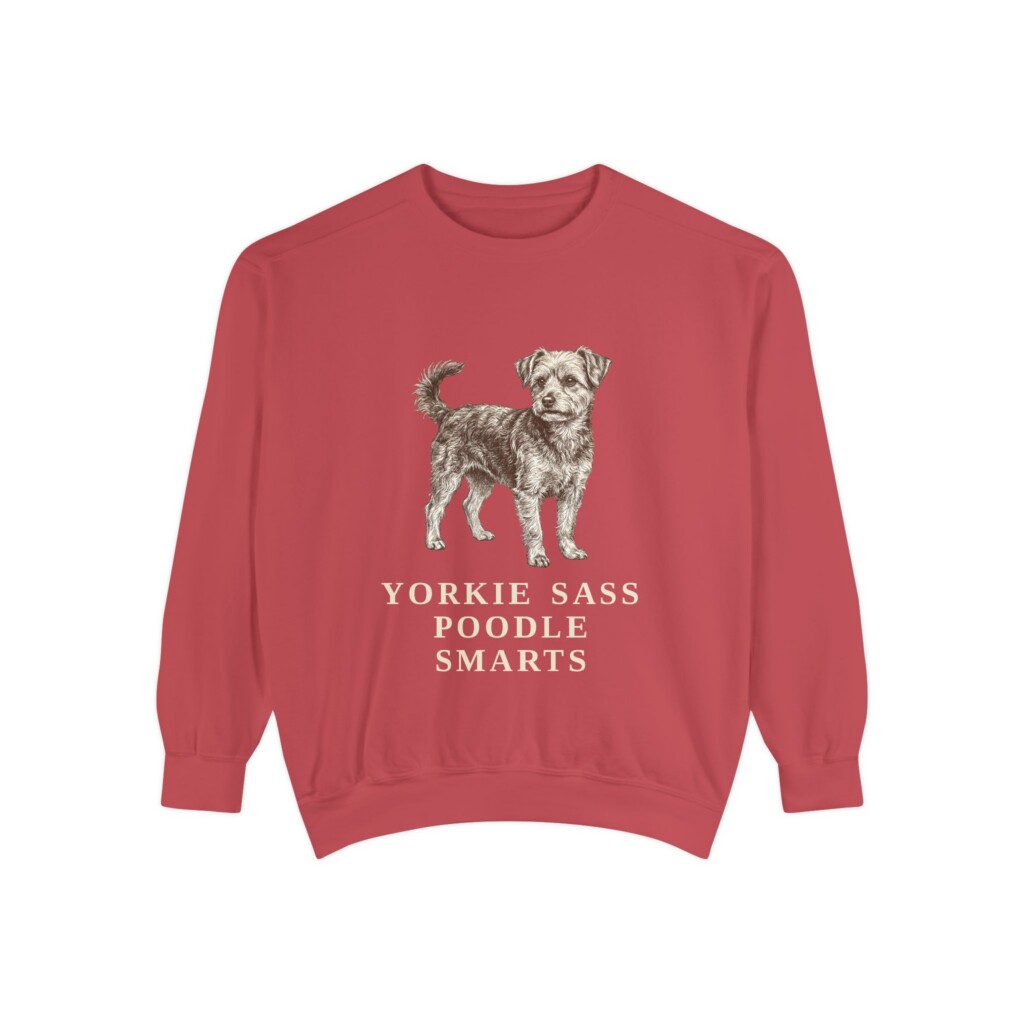 Yorkipoo Humor Sweatshirt, Vintage Dog Sketch Crewneck, Dog Humor Gift