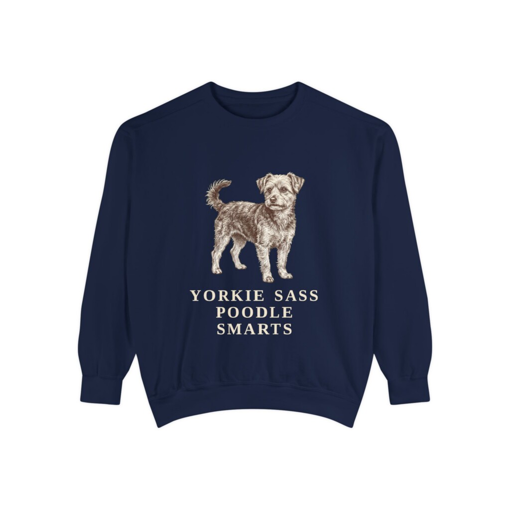 Yorkipoo Humor Sweatshirt, Vintage Dog Sketch Crewneck, Dog Humor Gift