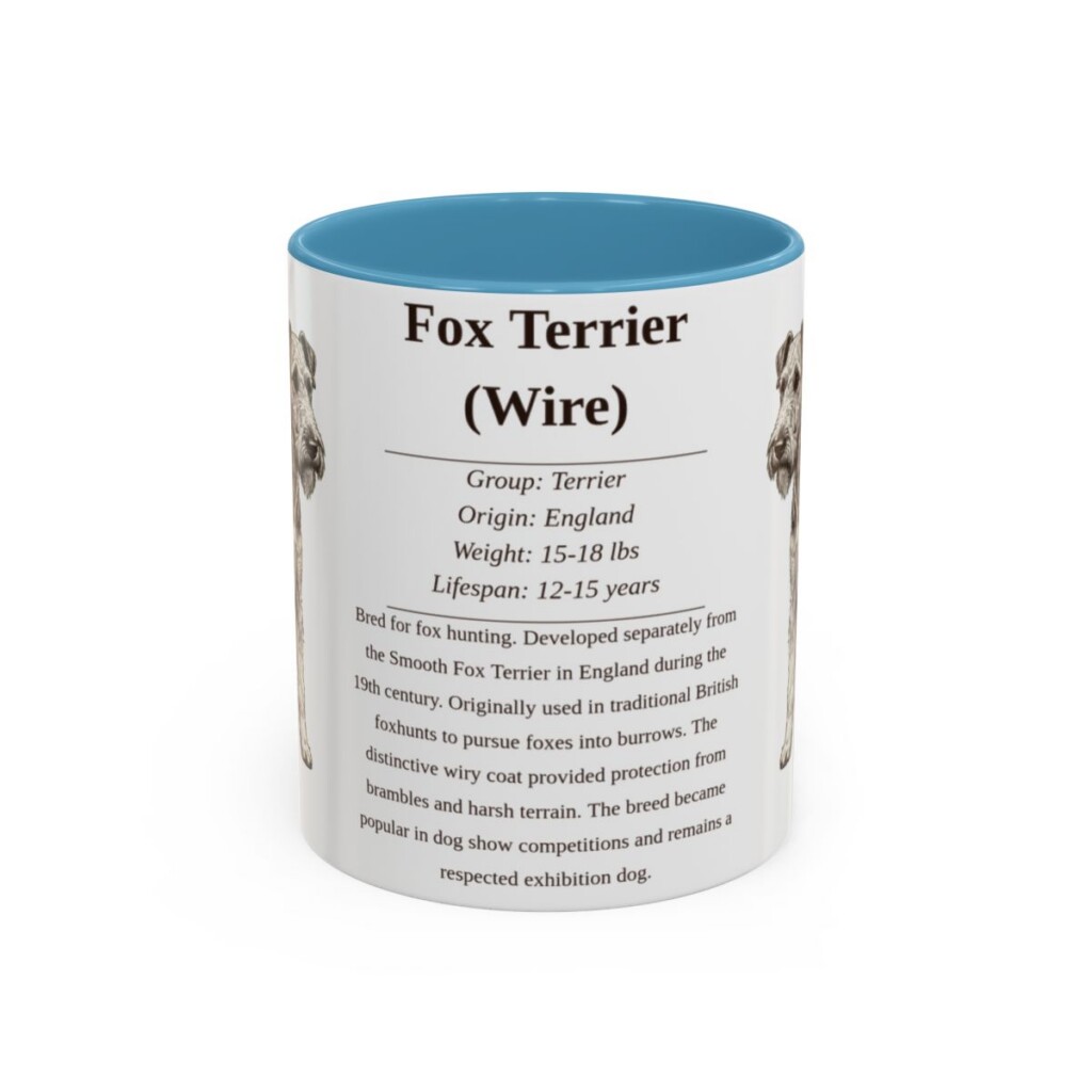 11oz Fox Terrier (Wire) Mug, Light Blue, front view