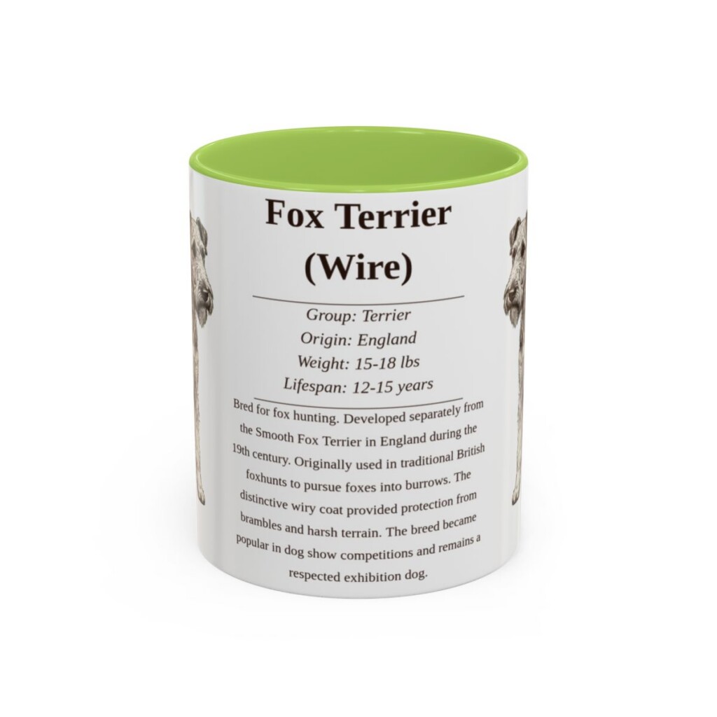 11oz Fox Terrier (Wire) Mug, Light Green, front view