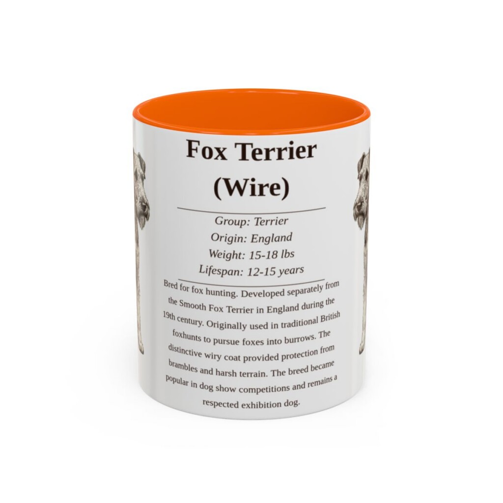11oz Fox Terrier (Wire) Mug, Orange, front view