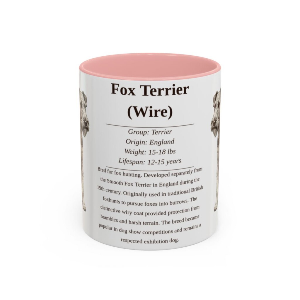 11oz Fox Terrier (Wire) Mug, Pink, front view