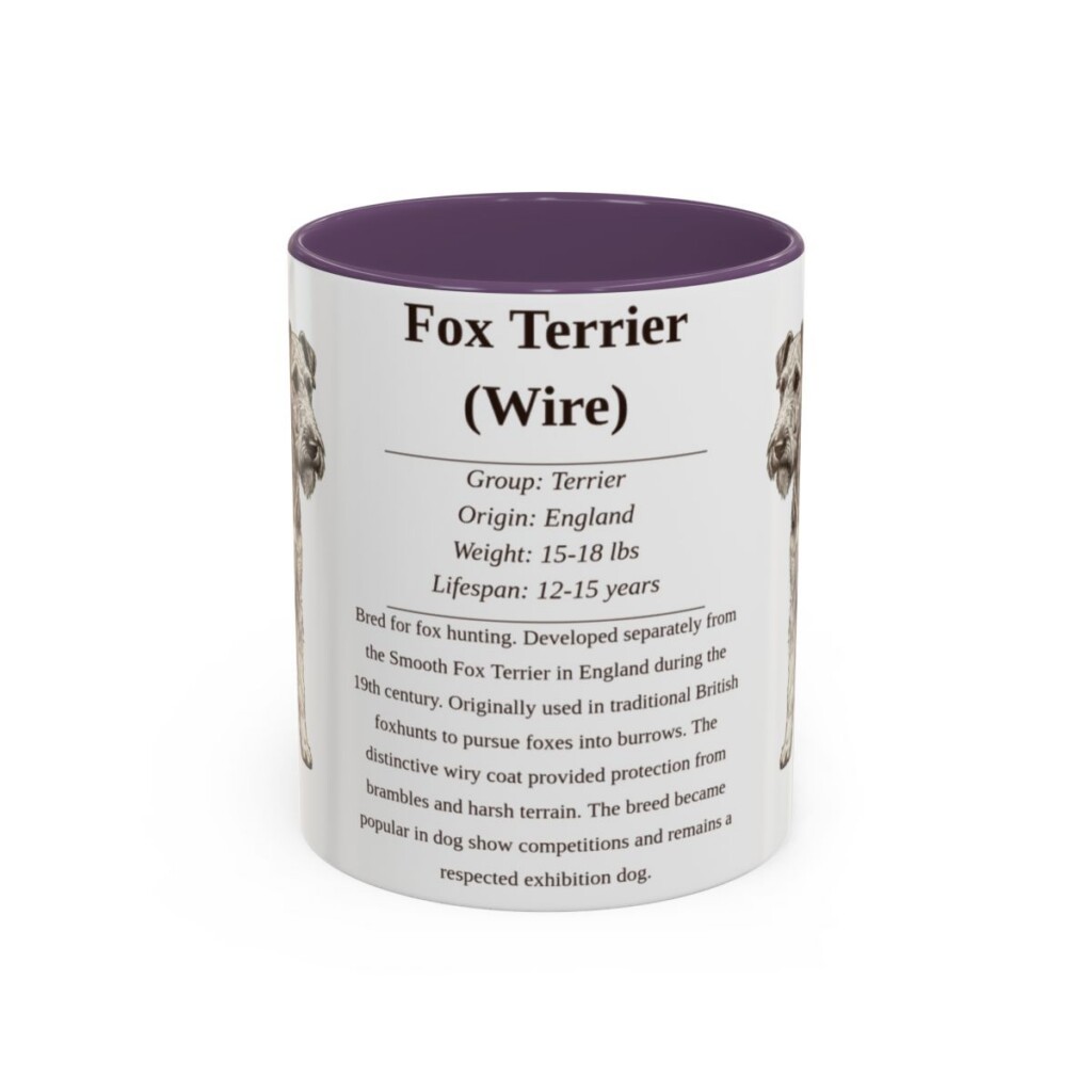 11oz Fox Terrier (Wire) Mug, Purple, front view