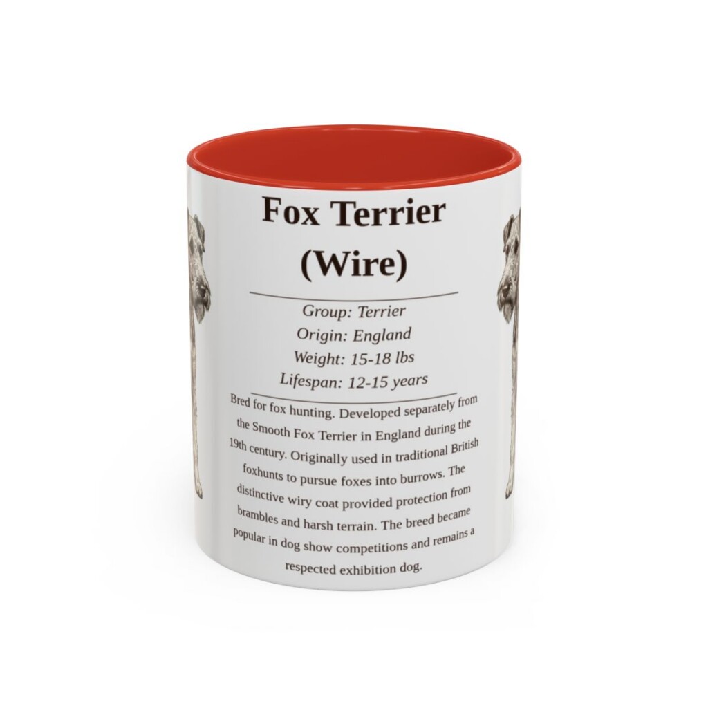 11oz Fox Terrier (Wire) Mug, Red, front view