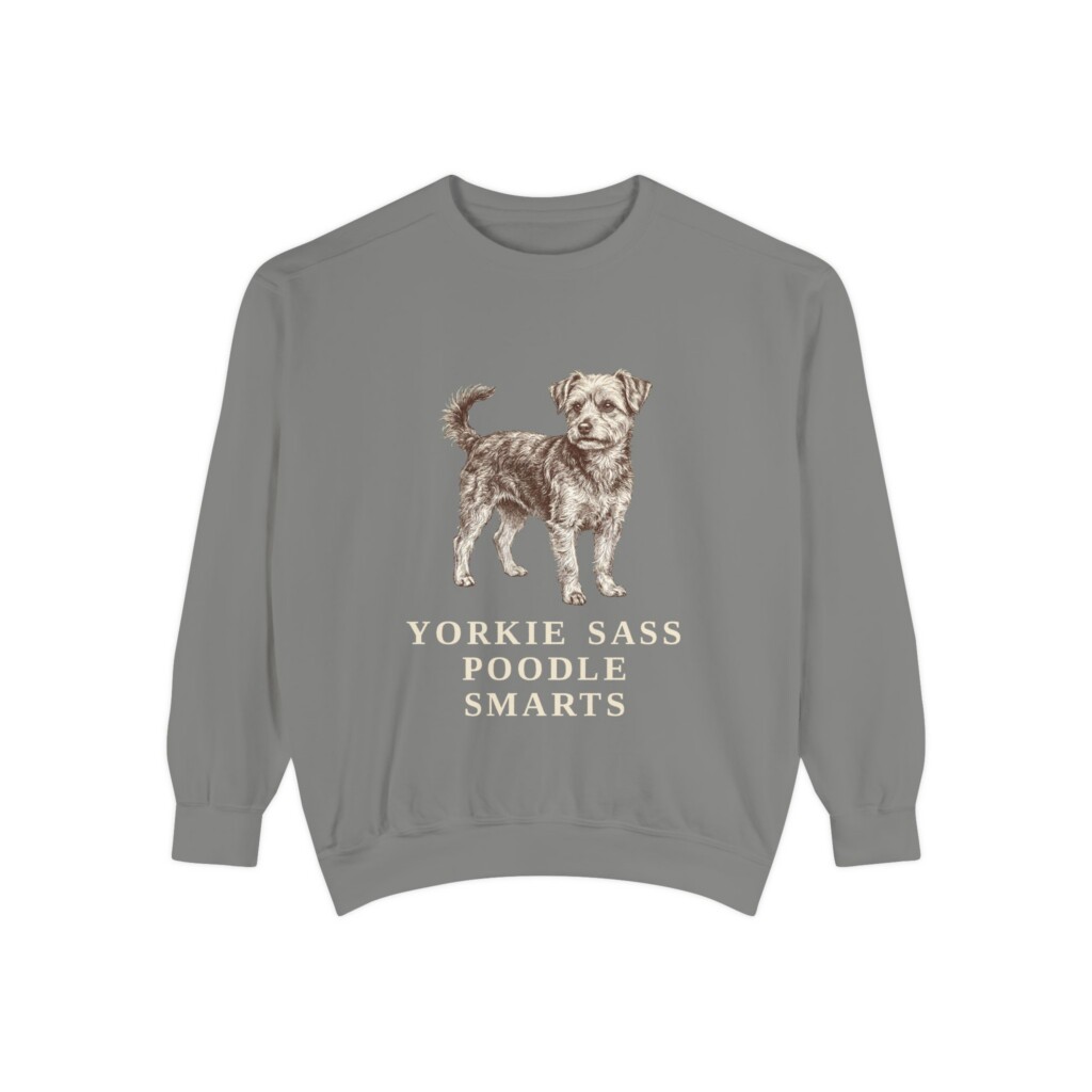 Yorkipoo Humor Sweatshirt, Vintage Dog Sketch Crewneck, Dog Humor Gift