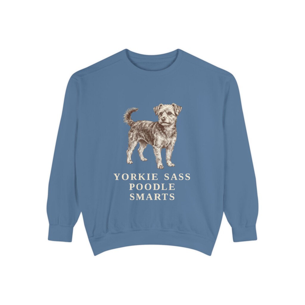 Yorkipoo Humor Sweatshirt, Vintage Dog Sketch Crewneck, Dog Humor Gift