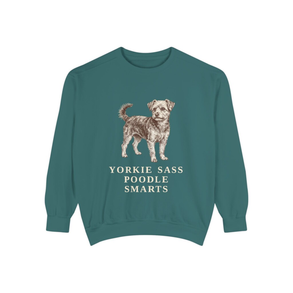 Yorkipoo Humor Sweatshirt, Vintage Dog Sketch Crewneck, Dog Humor Gift