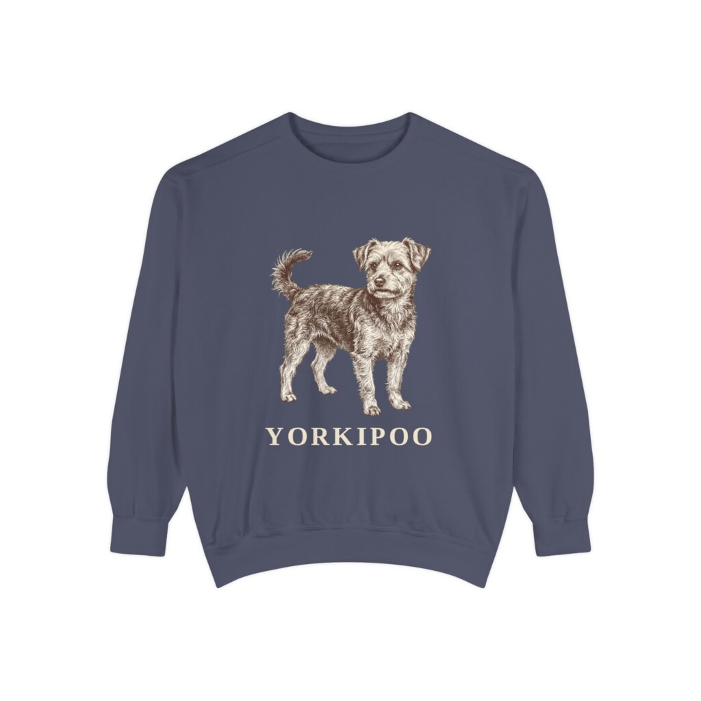 Yorkipoo Sweatshirt, Vintage Dog Sketch Crewneck, Dog Lover Gift