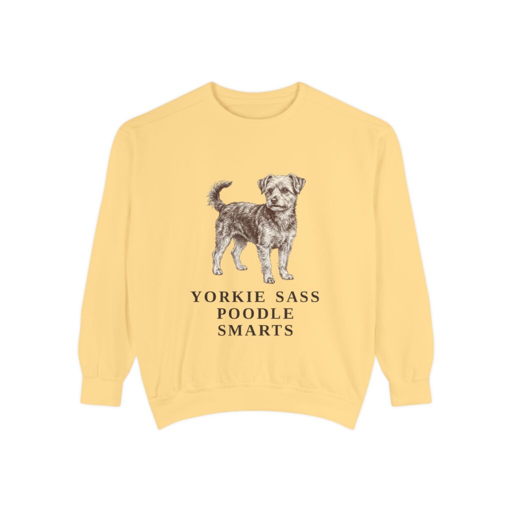 Yorkipoo Humor Sweatshirt, Vintage Dog Sketch Crewneck, Dog Humor Gift