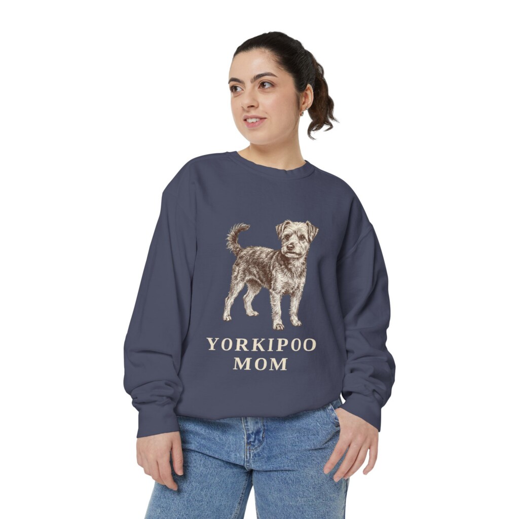 Yorkipoo Mom Sweatshirt, Vintage Dog Sketch Crewneck, Dog Mom Gift