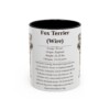 11oz Fox Terrier (Wire) Mug, Illustrated Dog Breed Facts Coffee Mug, Vintage Dog Keepsake Gift