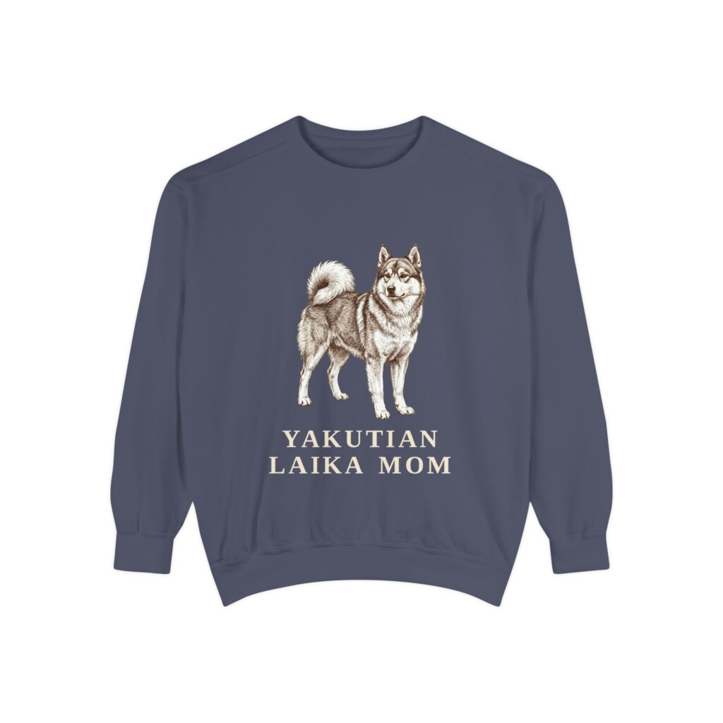 Yakutian Laika Mom Sweatshirt, Vintage Dog Sketch Crewneck, Dog Mom Gift
