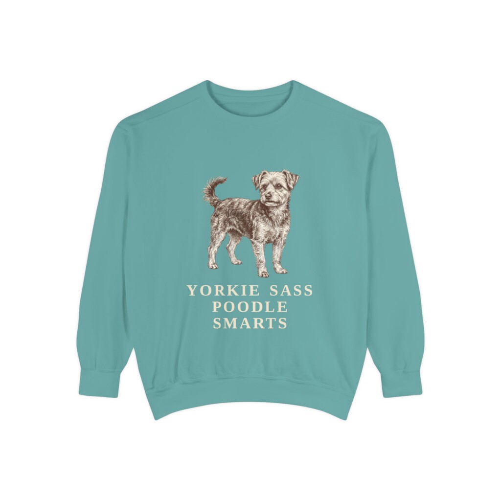 Yorkipoo Humor Sweatshirt, Vintage Dog Sketch Crewneck, Dog Humor Gift