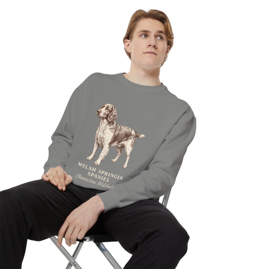 5525683952708760169_2048.jpeg Welsh Springer Spaniel Latin Sweatshirt, Vintage Dog Sketch Crewneck, Dog Latin Gift