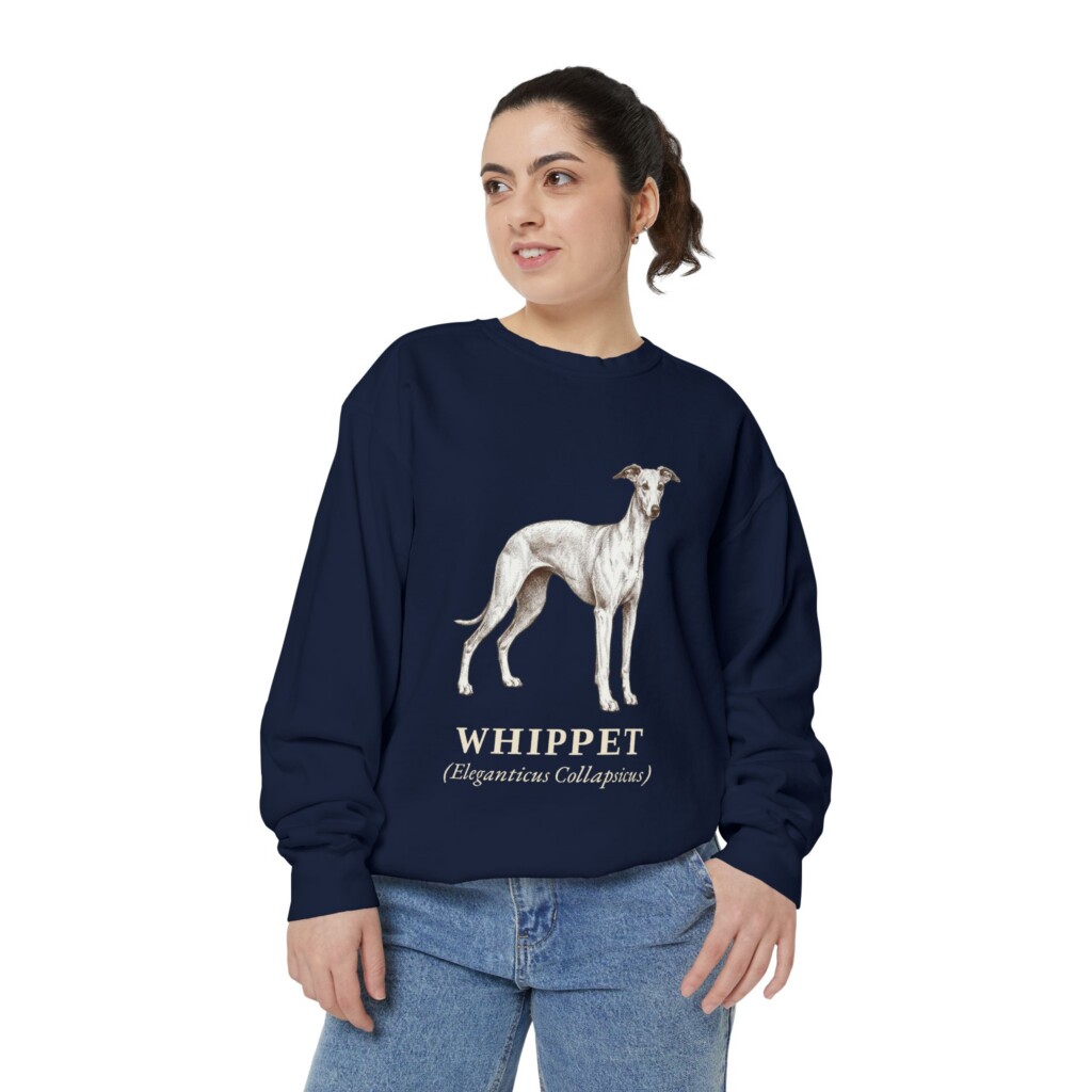 Whippet Latin Sweatshirt, Vintage Dog Sketch Crewneck, Dog Latin Gift