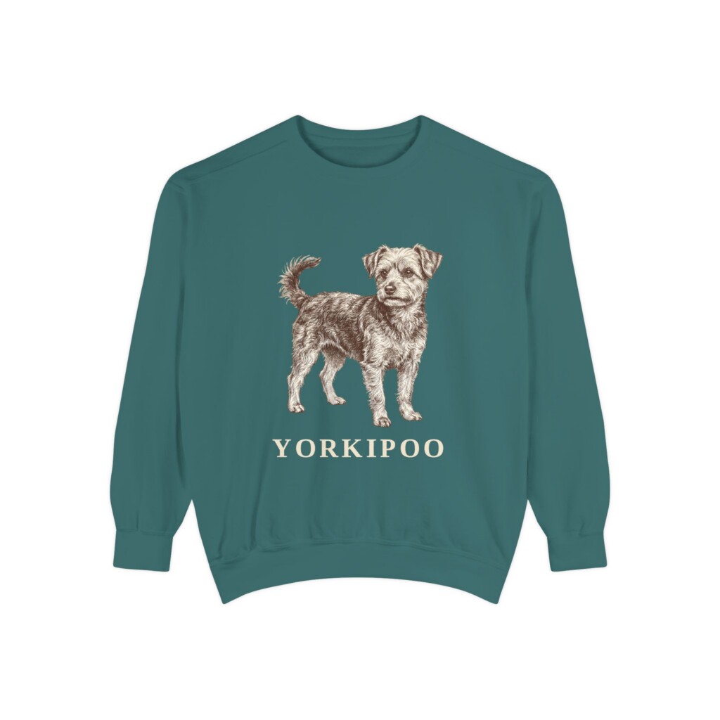 Yorkipoo Sweatshirt, Vintage Dog Sketch Crewneck, Dog Lover Gift