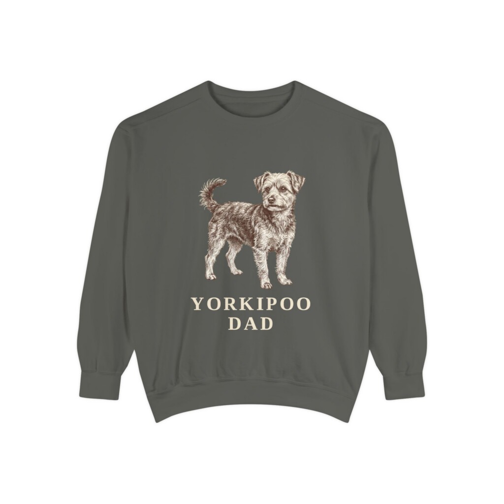 Yorkipoo Dad Sweatshirt, Vintage Dog Sketch Crewneck, Dog Dad Gift