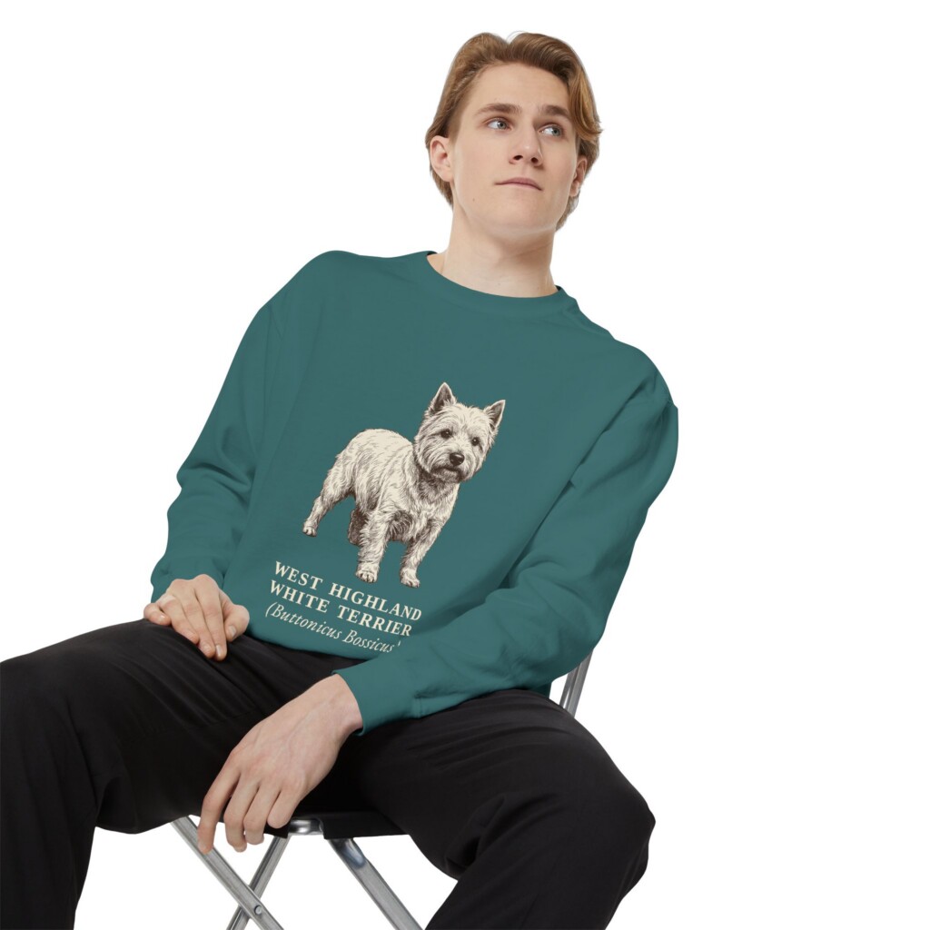 West Highland White Terrier Latin Sweatshirt, Vintage Dog Sketch Crewneck, Dog Latin Gift