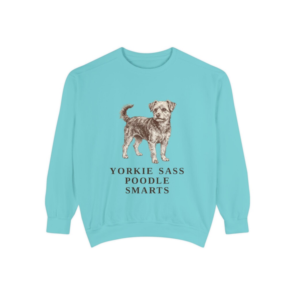 Yorkipoo Humor Sweatshirt, Vintage Dog Sketch Crewneck, Dog Humor Gift