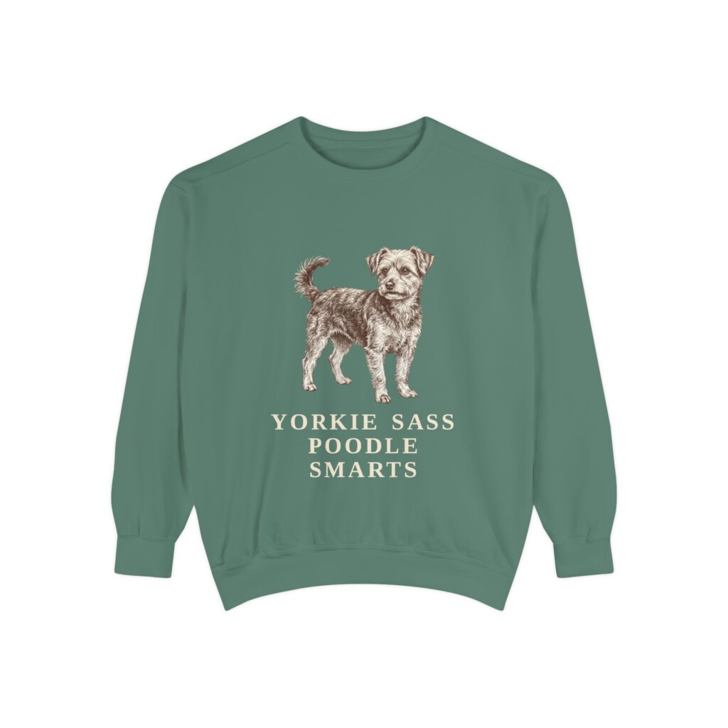 Yorkipoo Humor Sweatshirt, Vintage Dog Sketch Crewneck, Dog Humor Gift