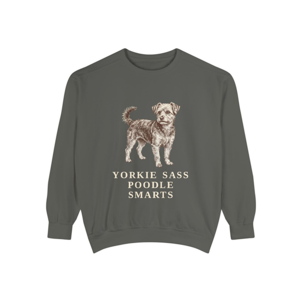 Yorkipoo Humor Sweatshirt, Vintage Dog Sketch Crewneck, Dog Humor Gift